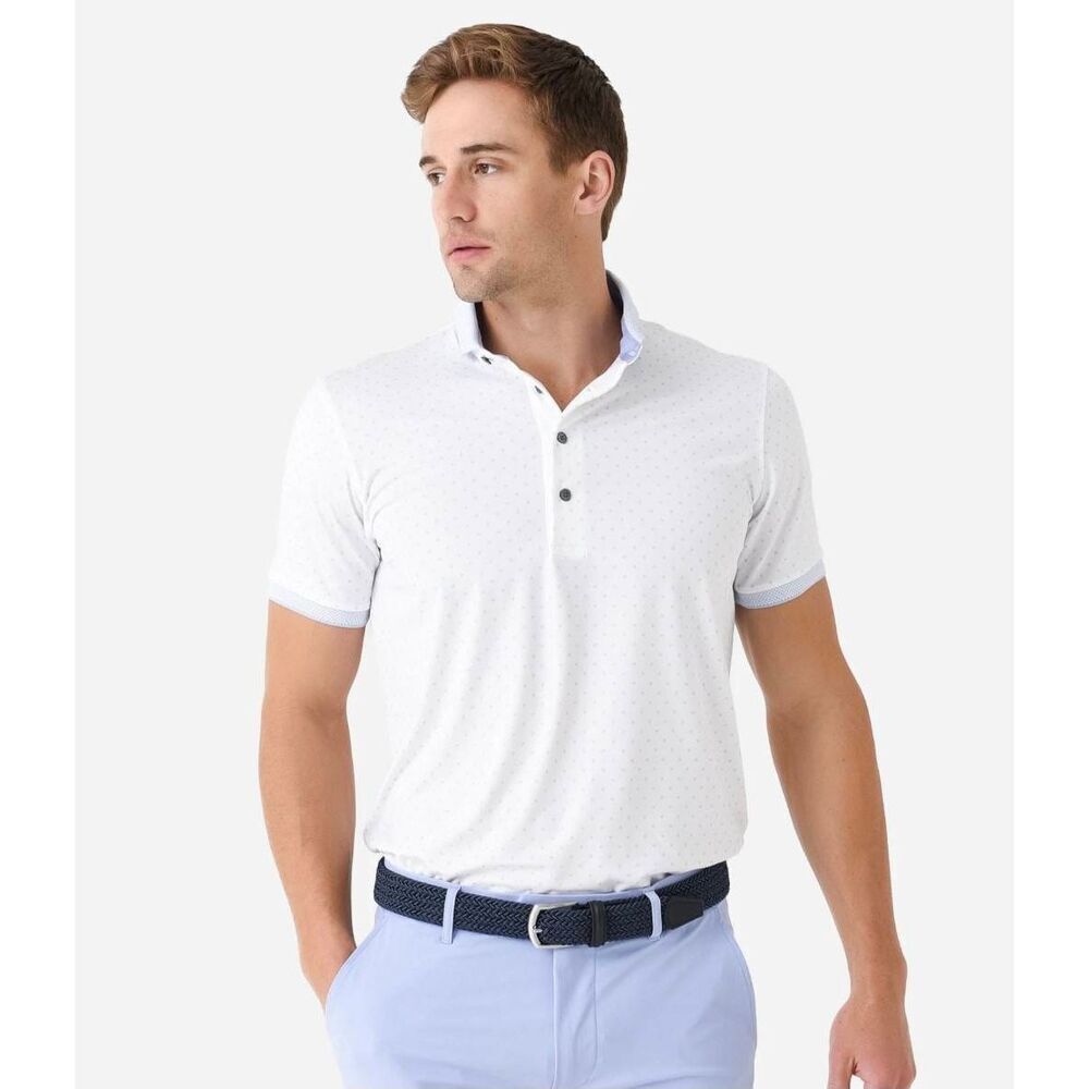 Greyson Icon Short Sleeve Polo II Performance Printed Polo Arctic White Golf Lux
